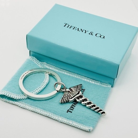 Tiffany & Co Vintage Doctor's Caduceus Key Ring Chain in Sterling Silver - Picture 2 of 8